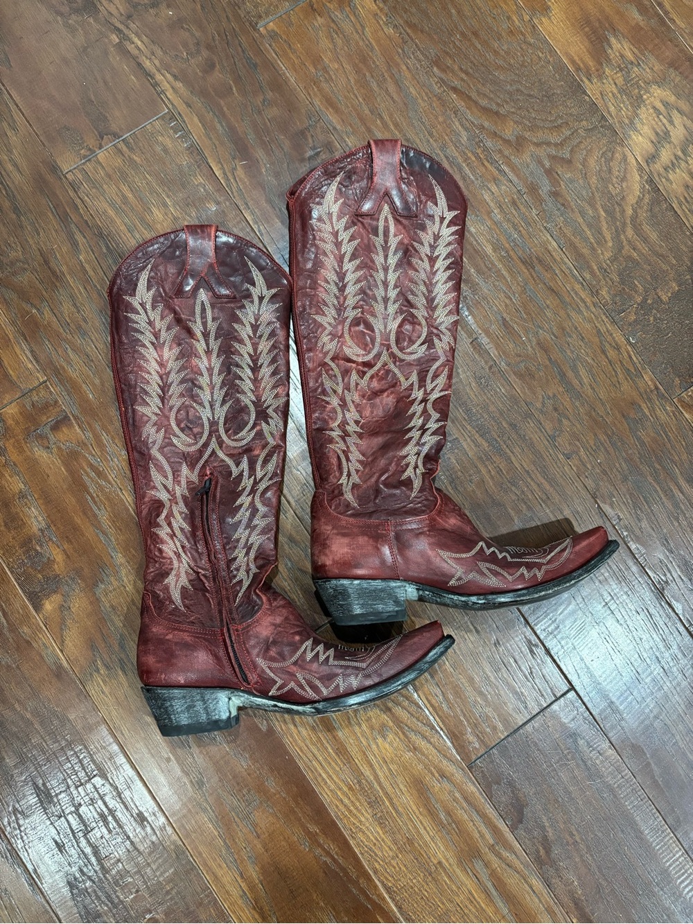 Old Gringo Burgundy Red Embroidered Leather Cowgirl Boots